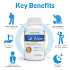 Gut Alive - All Natural Support to Fight IBS, Heartburn, Acid Indigestion, Acid Reflux, Bloating & Gas. Unique Formulation (60 Count)
