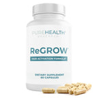 PUREHEALTH RESEARCH ReGrow - Hair Growth Vitamins - with Saw Palmetto, Biotin, Collagen, Zinc, Iron, Iodine, Selenium & More - Hair Supplements for Women & Men - 60 Capsules