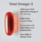 Sports Research® Total Omega-3 Fish Oil 2200mg - Made from Antarctic Krill w/Astaxanthin, Wild Sockeye Salmon & Alaska Pollock - 960mg of EPA & DHA - 120 Softgels