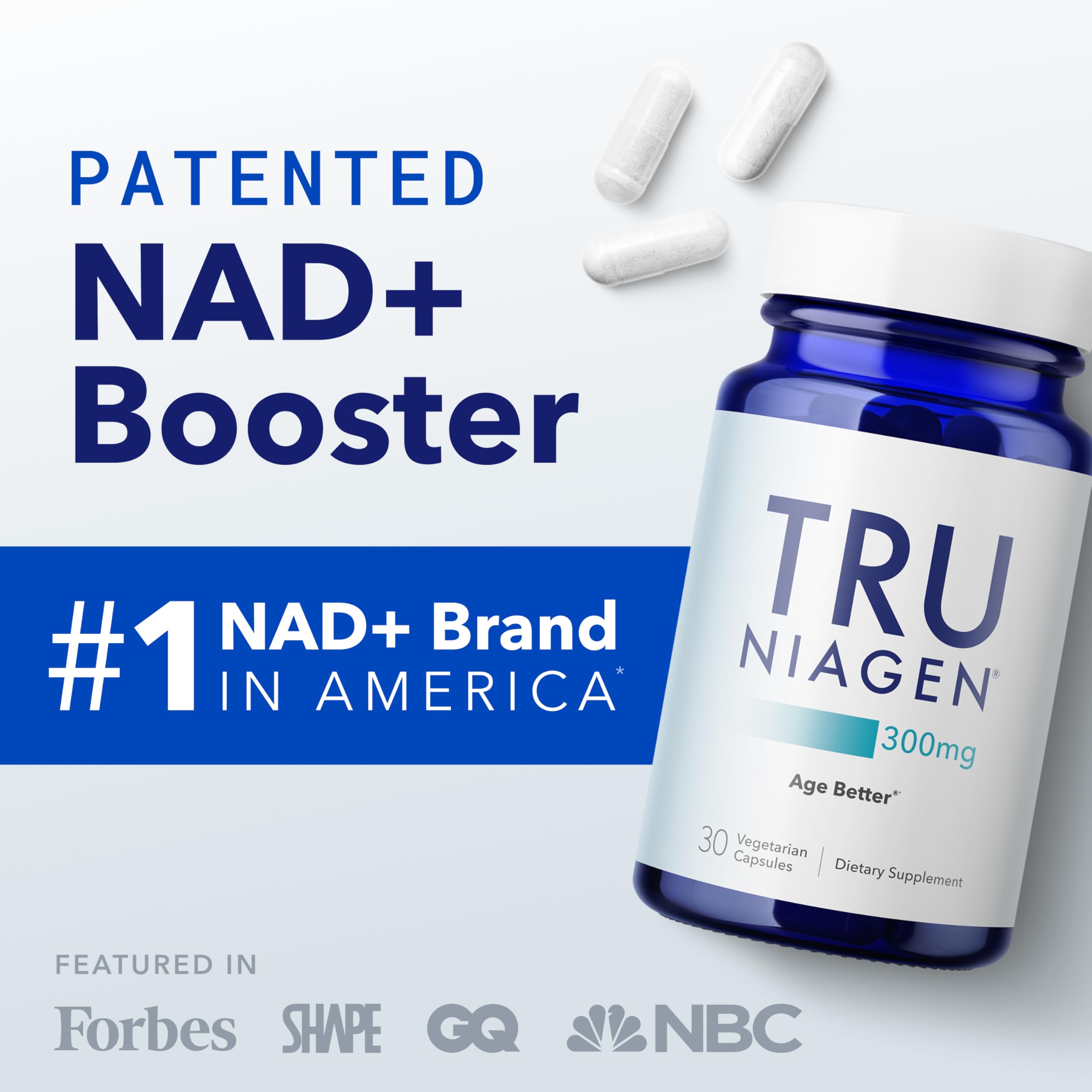 TRU NIAGEN Patented NAD Supplement for Anti Aging and Cell Regeneration, 300mg Niagen, 30 Servings