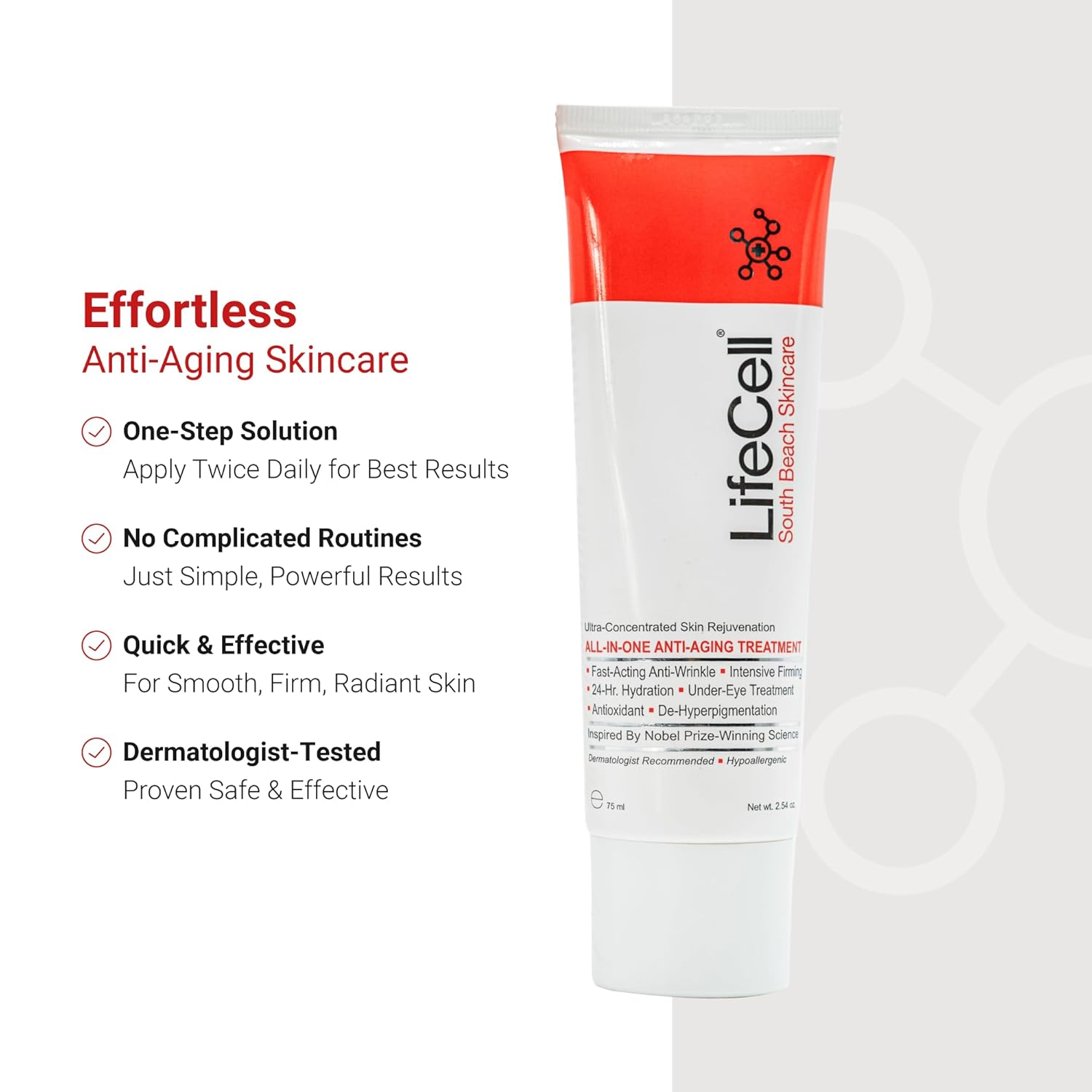 LifeCell Anti-Aging Cream (2.54 oz) – Retinol, Vitamin C & Hyaluronic Acid Moisturizer for Wrinkles, Fine Lines, Dark Circles & Firming