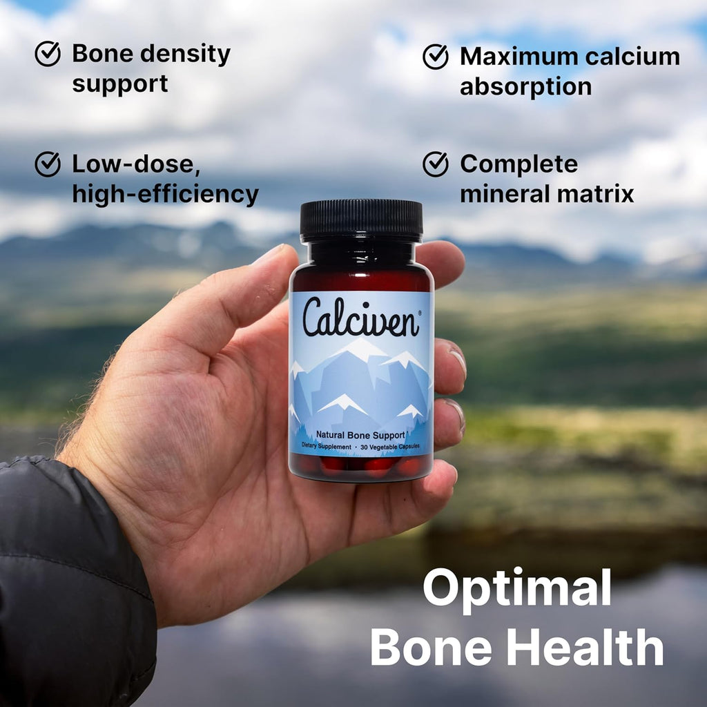 Calciven Natural Bone Support Supplement – 30 Vegetarian Capsules | Calcium, Vitamin D3 & Bone Strength Formula