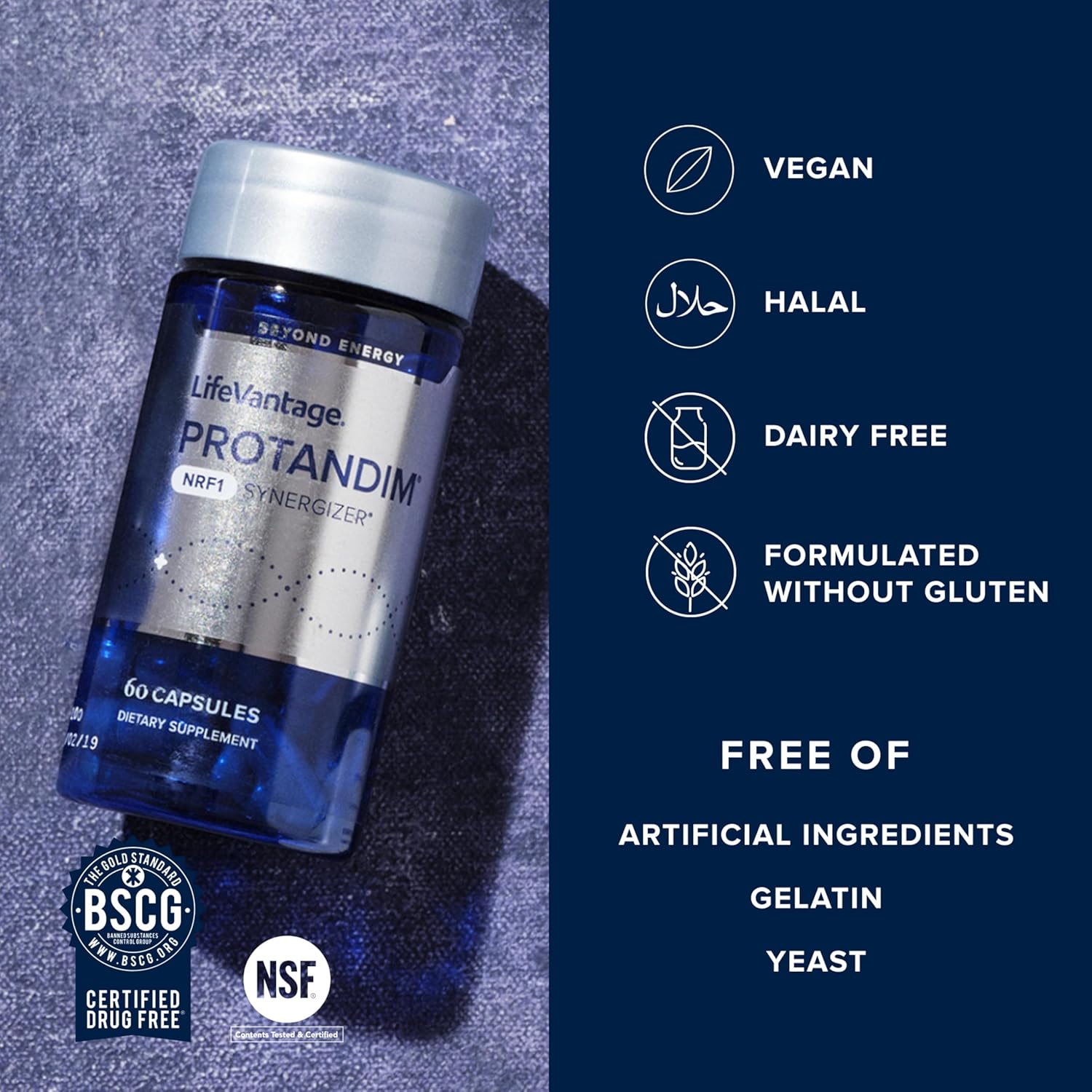 LifeVantage Protandim NRF1 Synergizer, NRF1 Activator for Cellular Health, Function, ATP Production, Mitochondrial Supplements for Energy, Vitality & Aging Support, 60 Capsules
