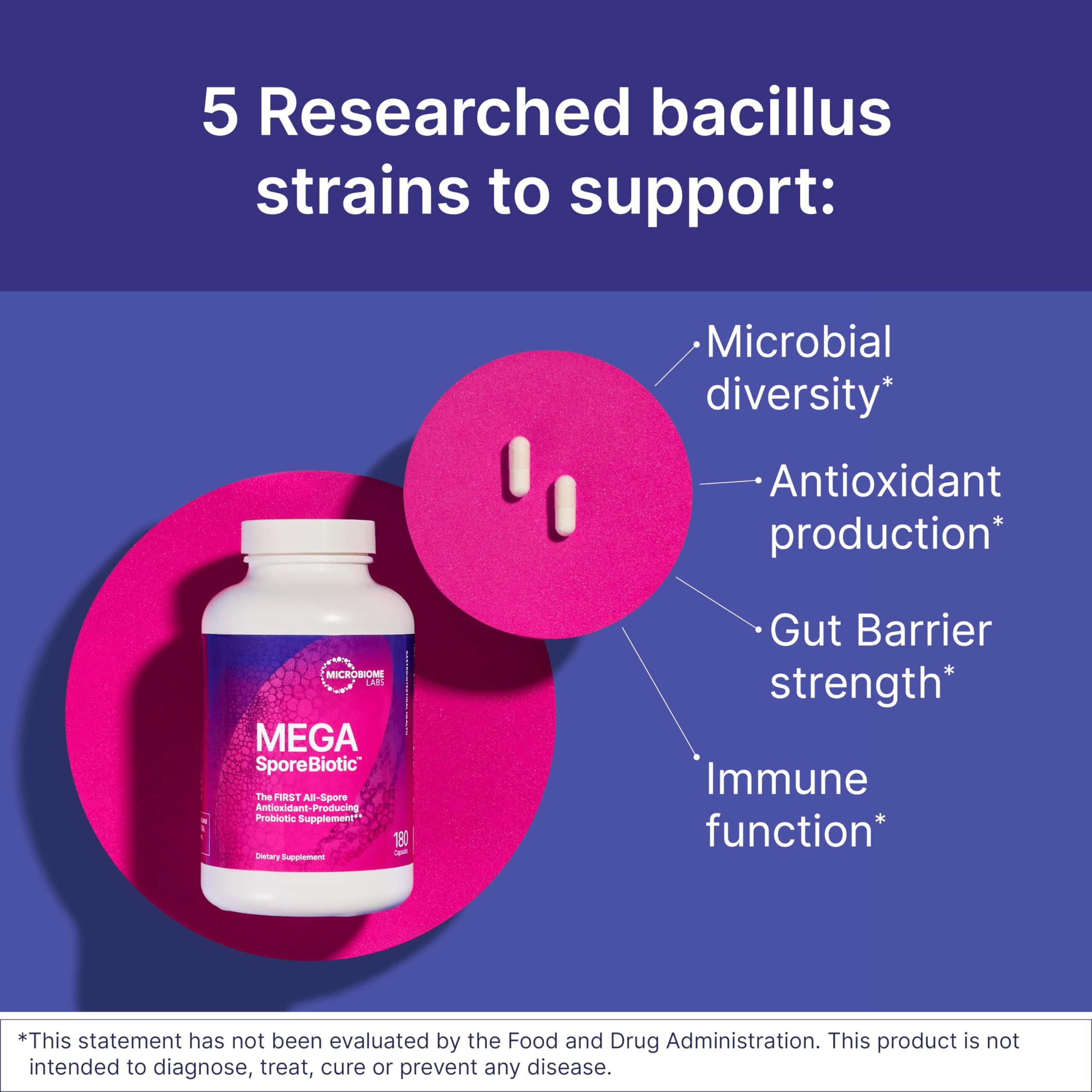 MegaSporeBiotic Probiotics – Spore-Based Digestive Support for Women & Men (180 Capsules)