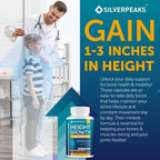 SILVERPEAKS Growth Capsules to Grow Taller - Height Growth Maximizer with Calcium for Bone Strength - Made in USA - Natural Get Taller Supplement - Free of Growth Hormone