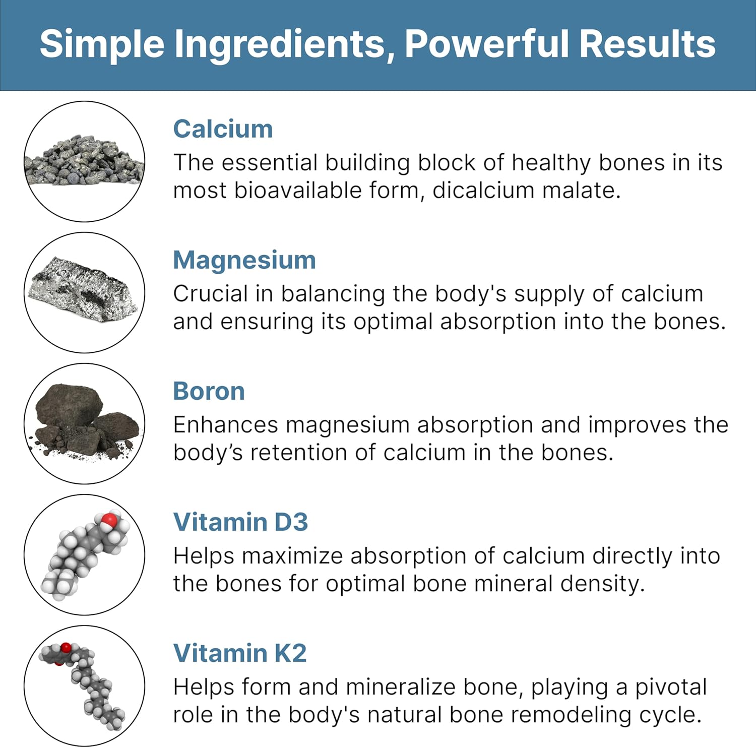 Natural Bone Support Supplement - Non-GMO, Gluten-Free