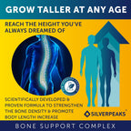 SILVERPEAKS Growth Capsules to Grow Taller - Height Growth Maximizer with Calcium for Bone Strength - Made in USA - Natural Get Taller Supplement - Free of Growth Hormone