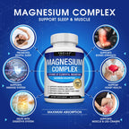 Magnesium Complex Supplement 8 Elemental 1000mg - Magnesium Glycinate, Citrate, Malate, Taurate, Chelated for Easy Absorption for Bones, Muscle, Recovery, Energy, Vegan Non-GMO 90 Capsules