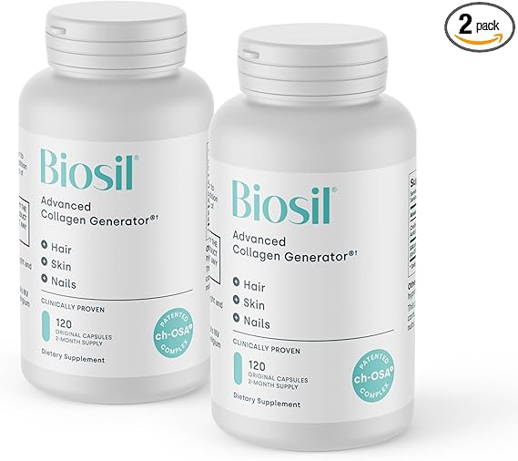 Biosil Collagen Generator - 120 Original Capsules Pack of 2 - with Patented ch-OSA Complex - Generates & Protects Your Own Collagen - GMO Free - 60-Day Supply