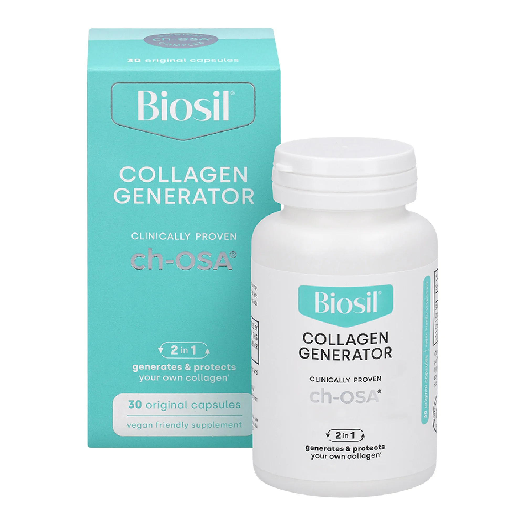 Biosil Collagen Generator - 120 Original Capsules - with Patented ch-OSA Complex - Generates & Protects Your Own Collagen - GMO Free - 60-Day Supply