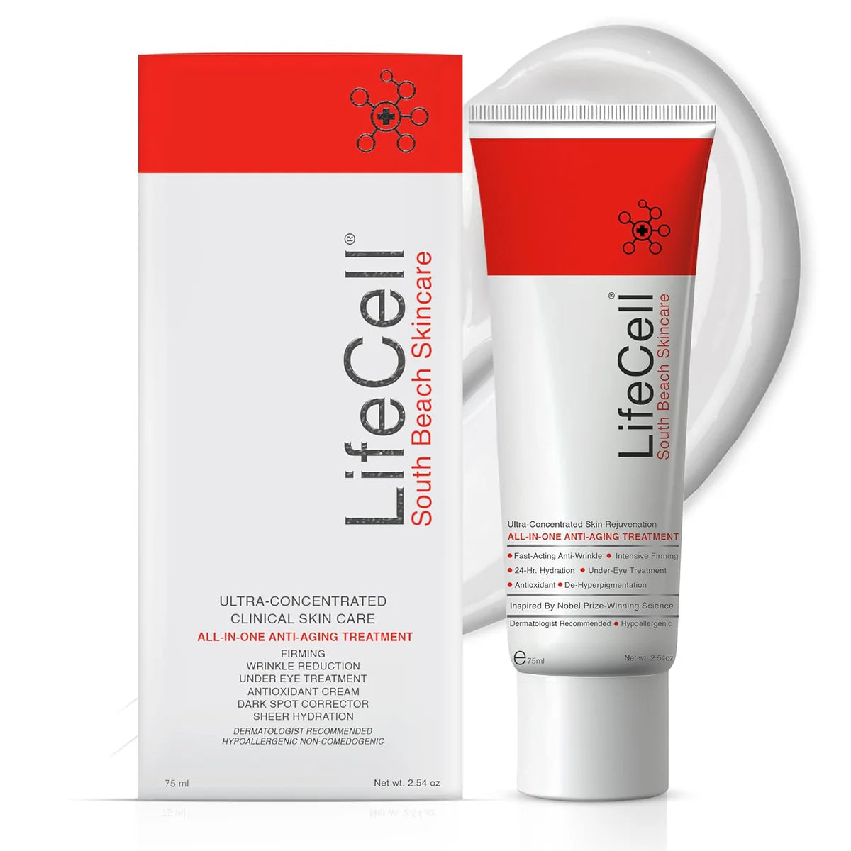 LifeCell Anti-Aging Cream (2.54 oz) – Retinol, Vitamin C & Hyaluronic Acid Moisturizer for Wrinkles, Fine Lines, Dark Circles & Firming