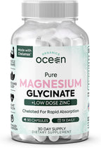 Pure Magnesium Glycinate with Zinc - Maximum Strength Chelated Magnesium Supplement for Women and Men 90 Capsule
