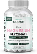 Pure Magnesium Glycinate with Zinc - Maximum Strength Chelated Magnesium Supplement for Women and Men 90 Capsule